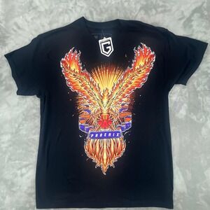 Game Garment Phoenix Fire Bird Basketball Graphic T Shirt Black Mens Size L